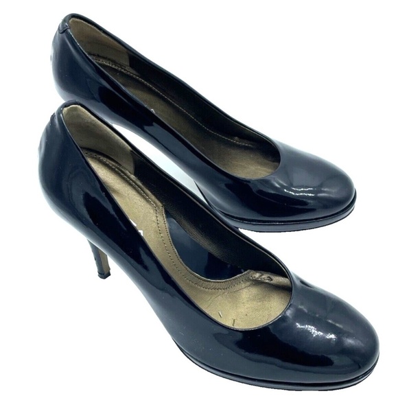 Via Spiga Black Platform Round Toe Pumps; Black Patent; Italian; Size 7.5M - Picture 1 of 7